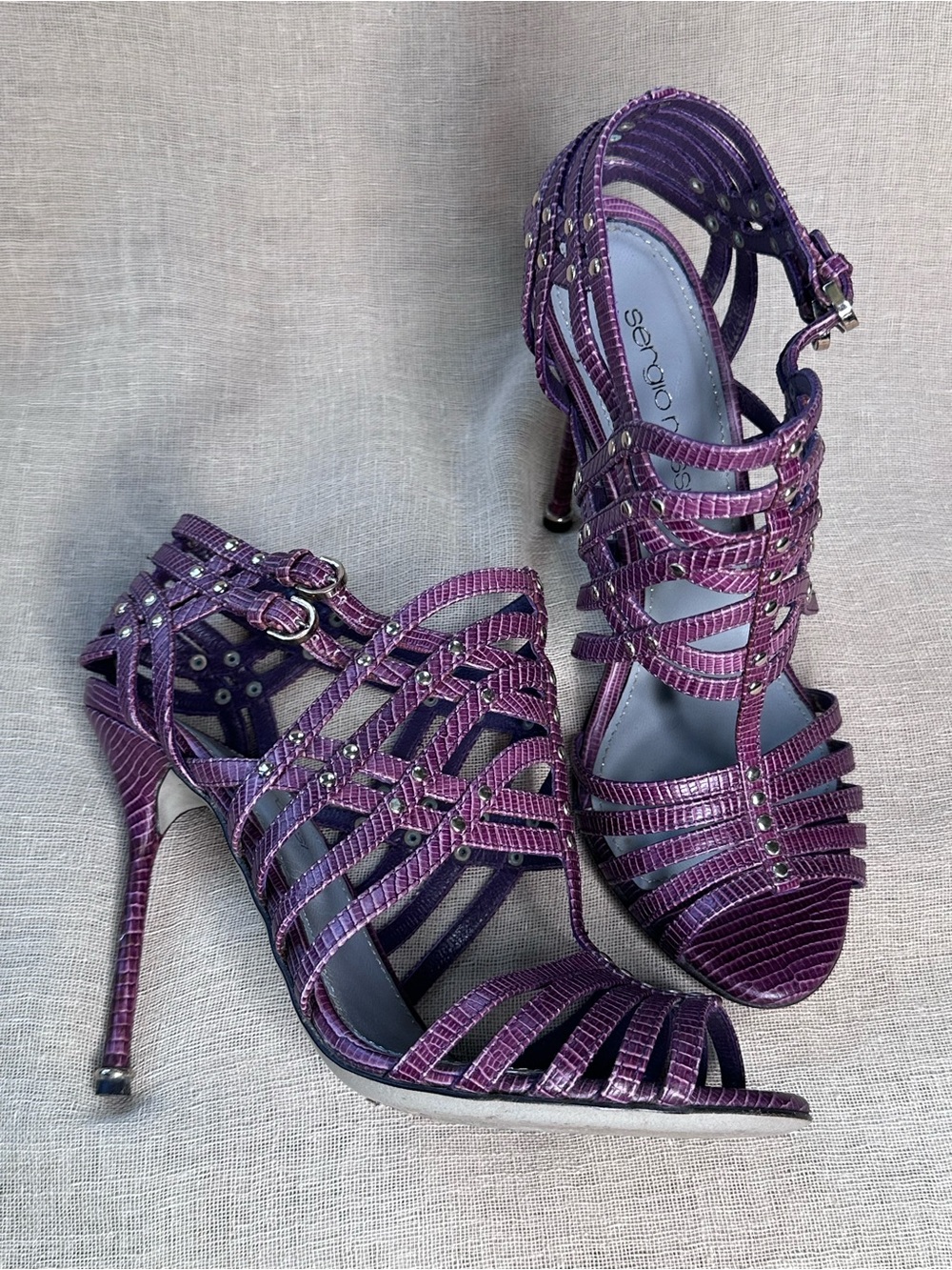 Sergio Rossi Purple Strappy High Heel Sandal - Women's Dress Shoe Sz 35.5